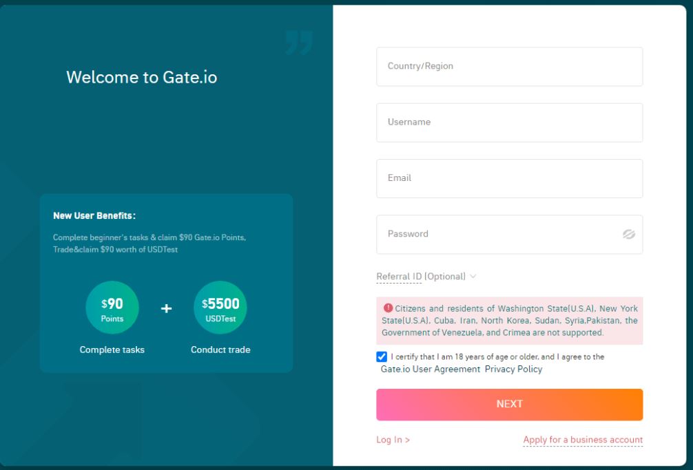 Đánh giá Gate.io - Quy trình đăng ký tài khoản