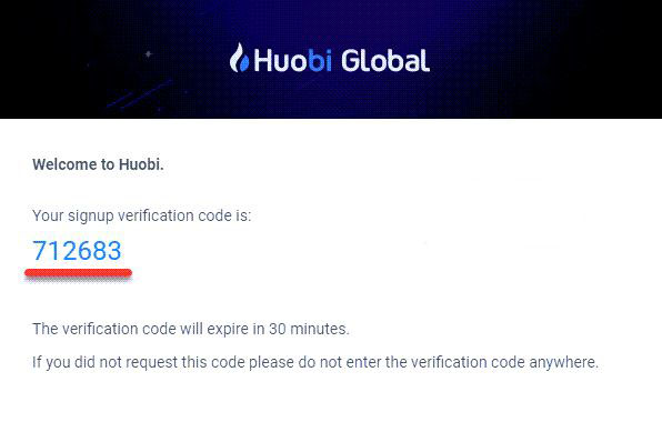 lấy mã xác nhận từ Huobi