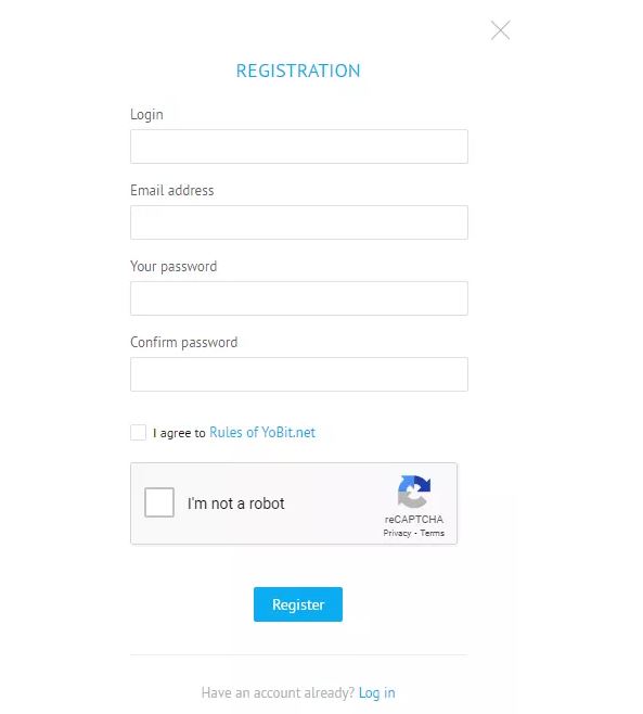 Quy trình đăng ký tại YoBit Exchange