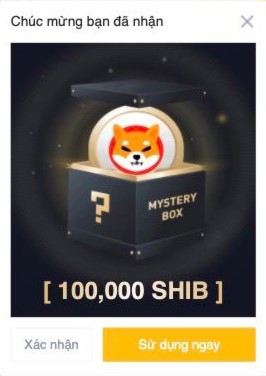 Nhận 100,000 SHIB khi mở hộp quà may mắn.
