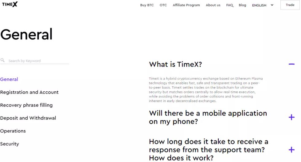Phần câu hỏi thường gặp về TimeX Exchange dành cho người dùng