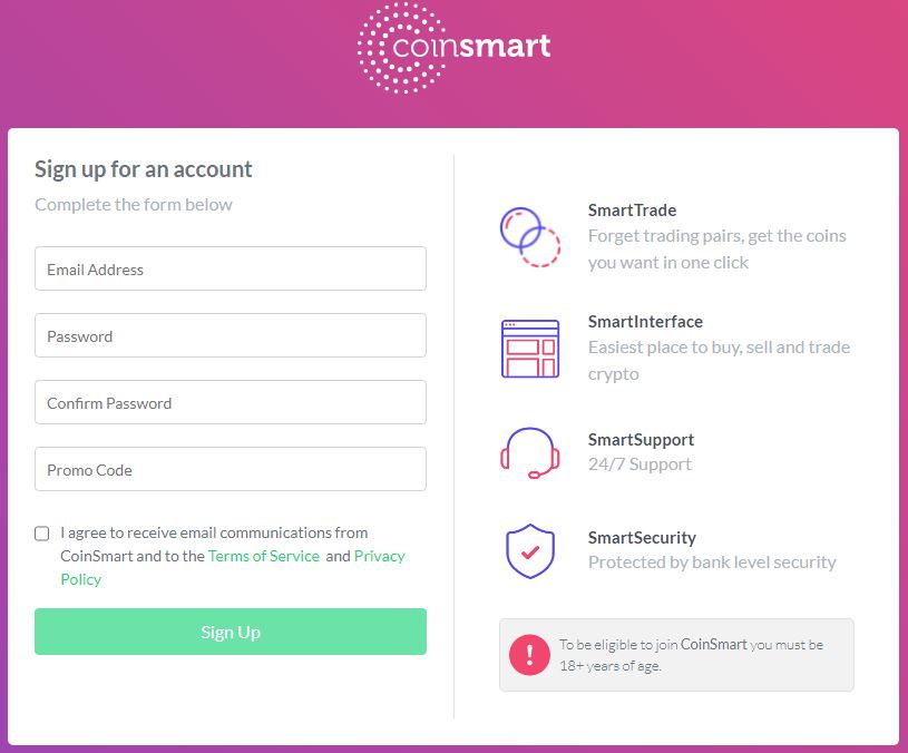 Quy trình đăng ký CoinSmart
