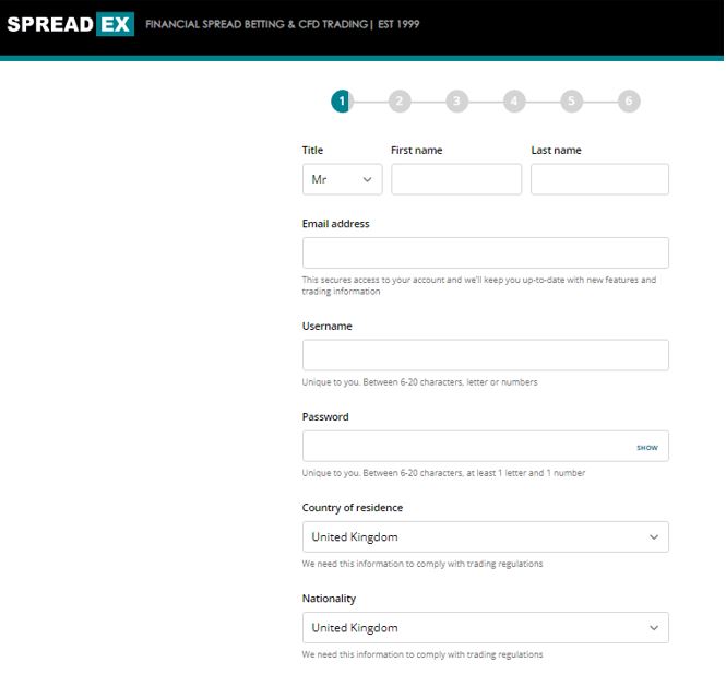Quy trình mở tài khoản Spreadex