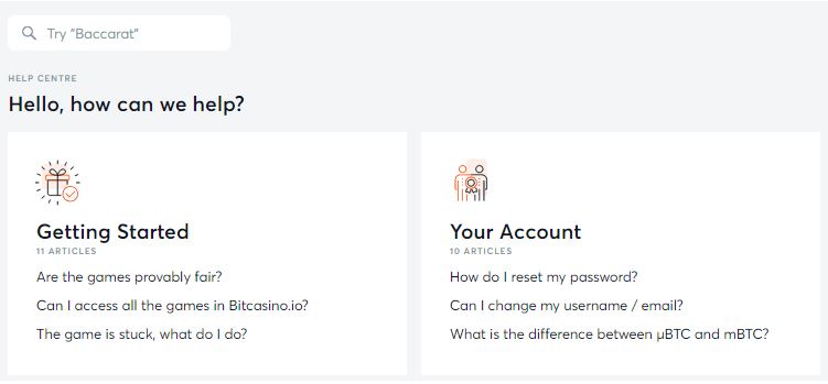 Hỗ trợ khách hàng của Bitcasino.io