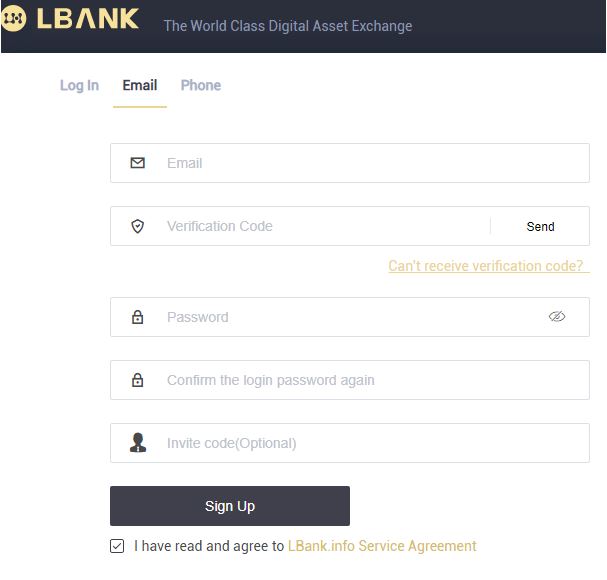 Quy trình đăng ký LBank Exchange