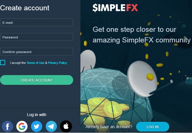 Quy trình mở tài khoản SimpleFX