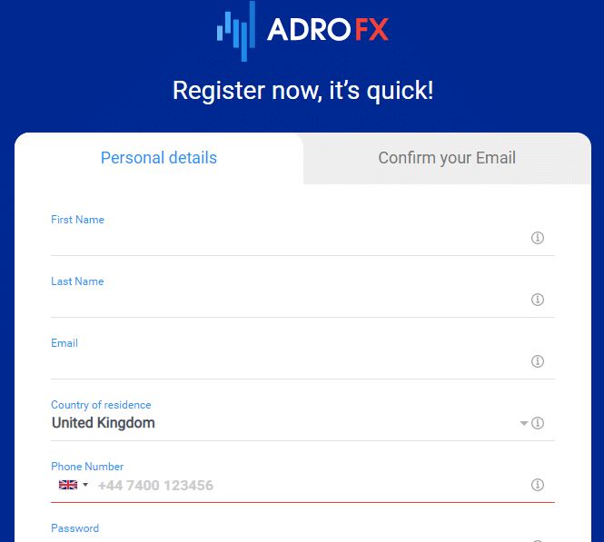 Quy trình mở tài khoản AdroFX