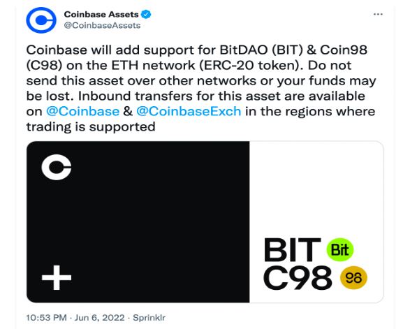 BitDAO được niêm yết trên sàn Coinbase