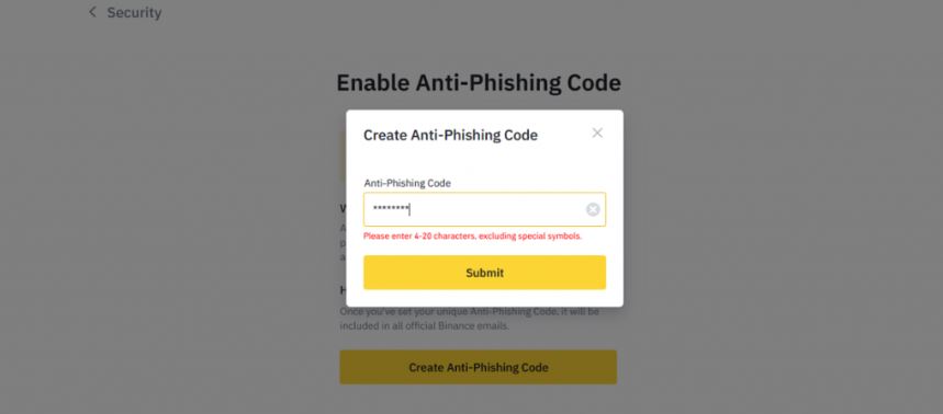 Nhập Anti-phishing code